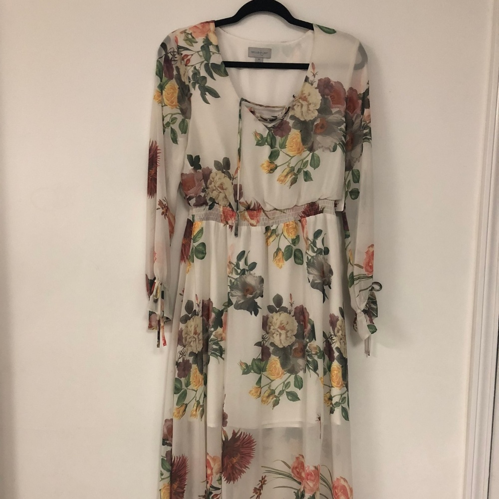 Floral Lace-Up Maxi Dress
